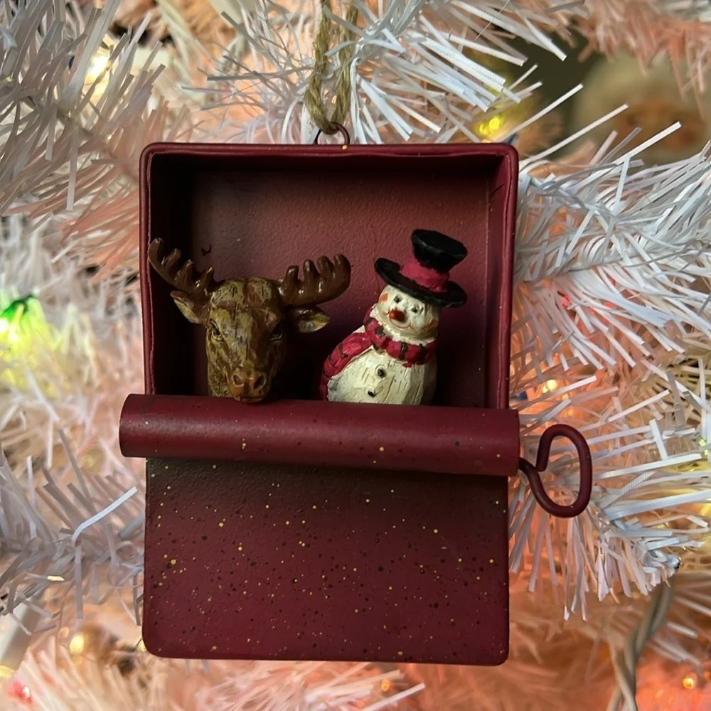 ❤️ Vintage Snowman Reindeer Christmas Ornament
